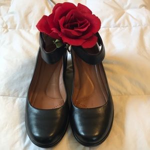 Clark’s artisan leather Ankle Wrap Wedge Pumps